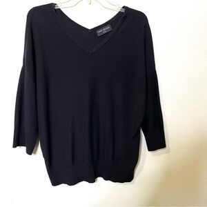Lane Bryant Black V-Neck Sweater 3/4 sleeve pullover sz 14/16 1x